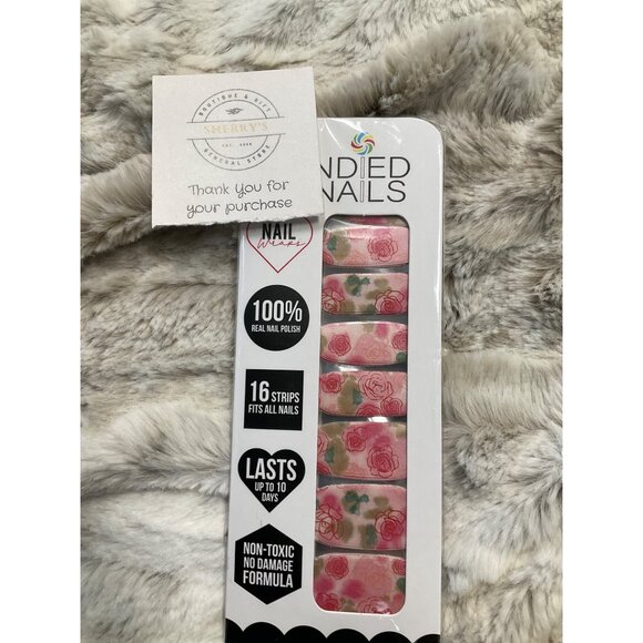 Candied Nails Pink Rose Nail Polish Strips Set Of 16 Real Polish Non-Toxic - Picture 2 of 4